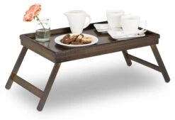 Tablette De Lit Bambou Marron Foncé