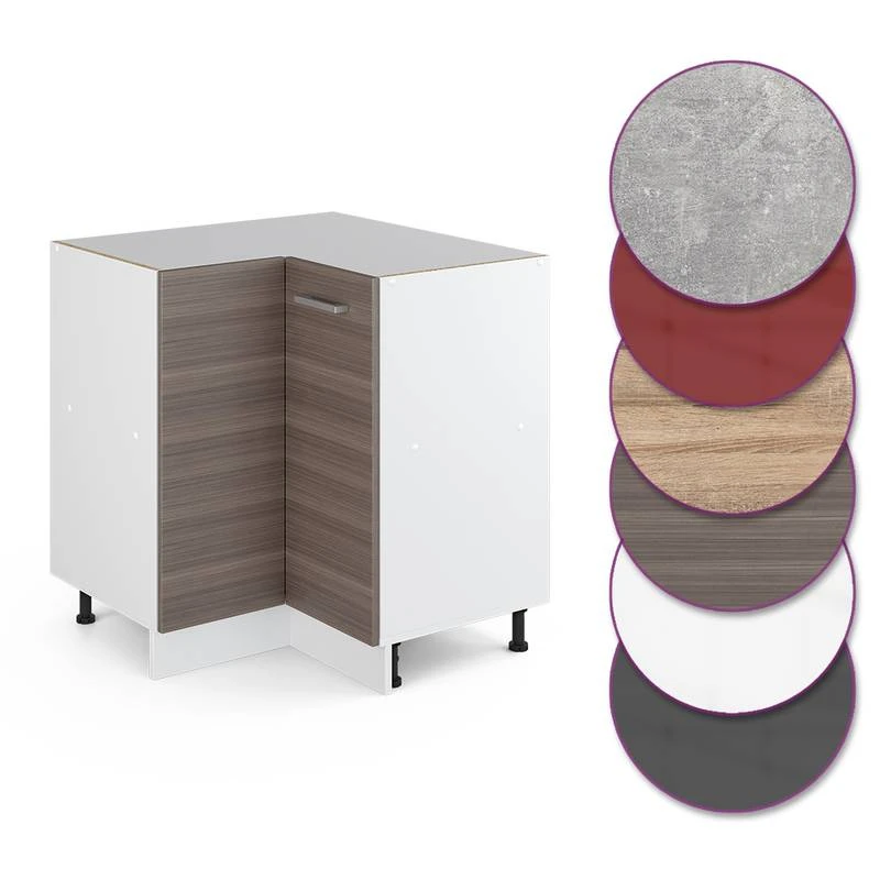 Meuble Bas D'angle R-Line Gris élégant 4 Meuble Bas D'angle R-Line Gris élégant – Image 4