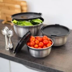 Lot De 3 Bols En Acier Inoxydable -GourmetHome Soldes Magasin 6439cd01de194c9dbadaadac29cd86ea