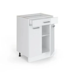 Meuble Bas R-Line 60cm Blanc Brillant -GourmetHome Soldes Magasin 6d37a9e5246943eabe94016a2b2e12e1