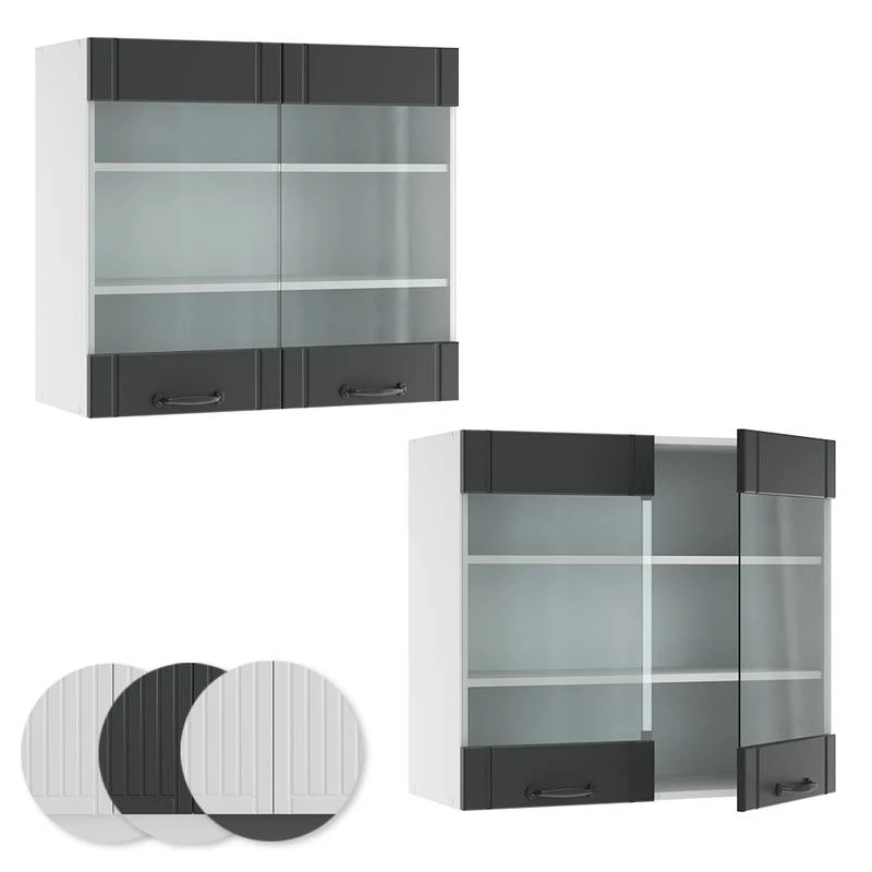 Meuble Haut Vitré Fame Antracite 4 Meuble Haut Vitré Fame Antracite – Image 4