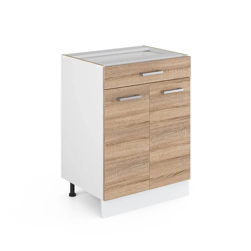 Meuble Bas R-Line 60cm Sonoma/blanc 1 Meuble Bas R-Line 60cm Sonoma/blanc