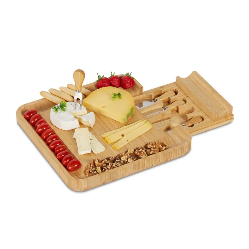 Plateau Fromage Bambou & Lot 4 Couverts 1 Plateau Fromage Bambou & Lot 4 Couverts