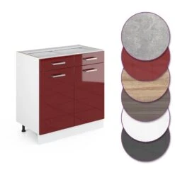 Meuble Bas R-Line 80cm Bordeaux /blanc -GourmetHome Soldes Magasin b366552640ed42d0ae28e7a07705b782