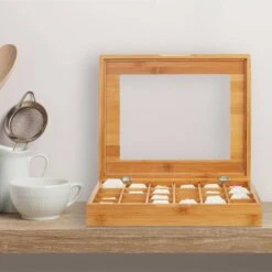 Boîte à Thé Bambou 24 Compartiments -GourmetHome Soldes Magasin b817cef3f17a4ae5b36c3b5e6e06bb9c
