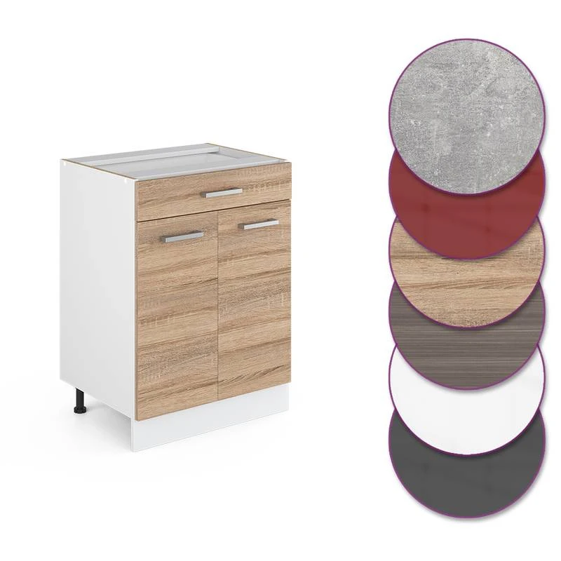 Meuble Bas R-Line 60cm Sonoma/blanc 4 Meuble Bas R-Line 60cm Sonoma/blanc – Image 4