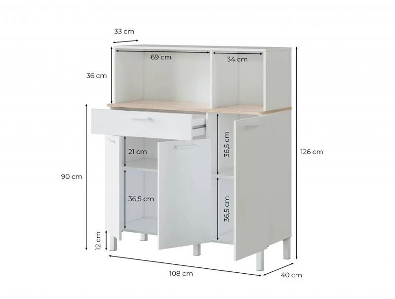 Buffet De Cuisine 3 Portes Et 1 Tiroir 3 Buffet De Cuisine 3 Portes Et 1 Tiroir – Image 3