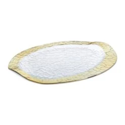 Plat De Service Ovale Avec Bord Doré