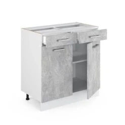 Meuble Bas R-Line 80cm Béton/blanc -GourmetHome Soldes Magasin dbc6908962644b56959fe9178366dab6
