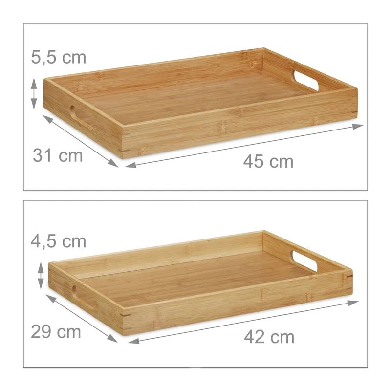 Plateau De Service Bambou Lot De 2 Bois 8 Plateau De Service Bambou Lot De 2 Bois – Image 8