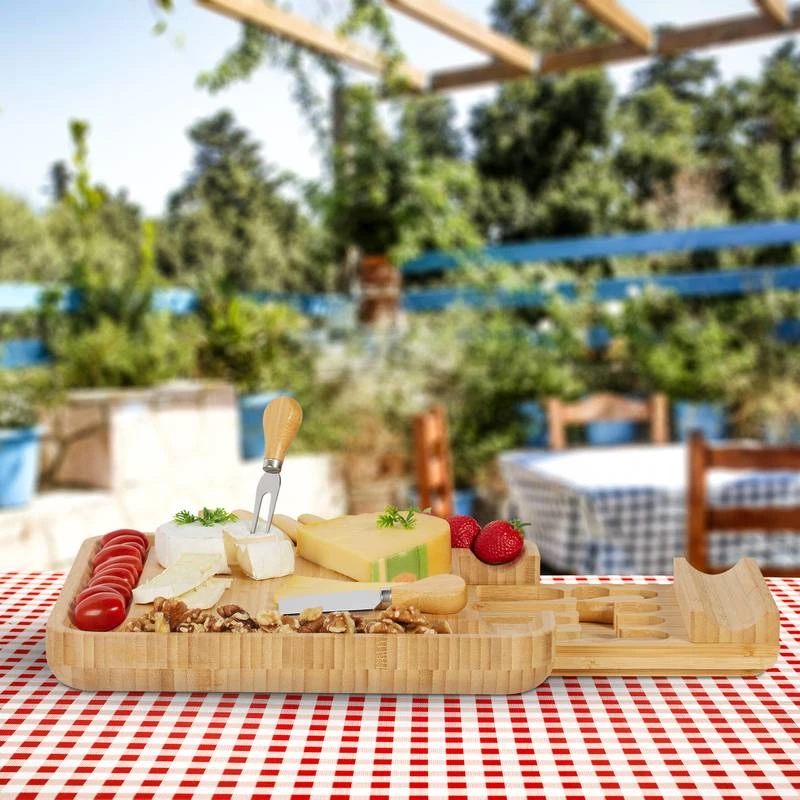 Plateau Fromage Bambou & Lot 4 Couverts 2 Plateau Fromage Bambou & Lot 4 Couverts – Image 2